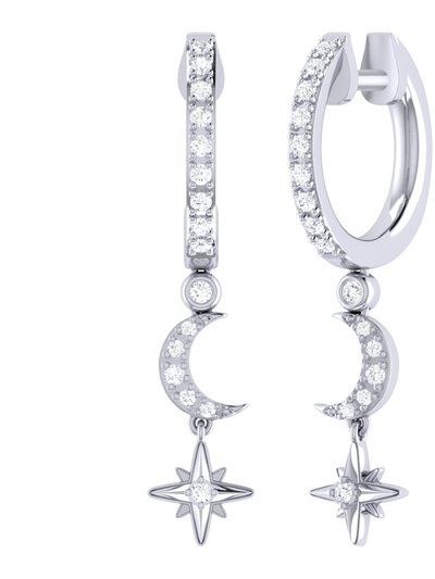 LuvMyJewelry Starlit Crescent Diamond Hoop Earrings in Sterling Silver product