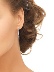 Starlit Crescent Diamond Hoop Earrings in Sterling Silver