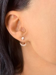 Starlit Crescent Diamond Stud Earrings In 14K Yellow Gold Vermeil On Sterling Silver