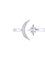Starlit Moon Diamond Ring In Sterling Silver