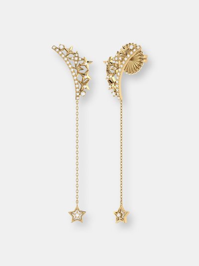 LuvMyJewelry Starry Cascade Tiara Diamond Drop Earrings in 14K Yellow Gold Vermeil on Sterling Silver product