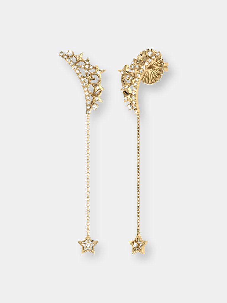 Starry Cascade Tiara Diamond Drop Earrings in 14K Yellow Gold Vermeil on Sterling Silver - Gold