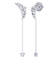 Starry Cascade Tiara Diamond Drop Earrings In Sterling Silver - Silver