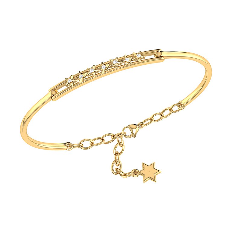 Starry Lane Diamond Bangle In 14K Yellow Gold Vermeil On Sterling Silver - Gold