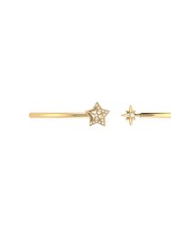 Starry Night Adjustable Diamond Cuff In 14K Yellow Gold Vermeil On Sterling Silver