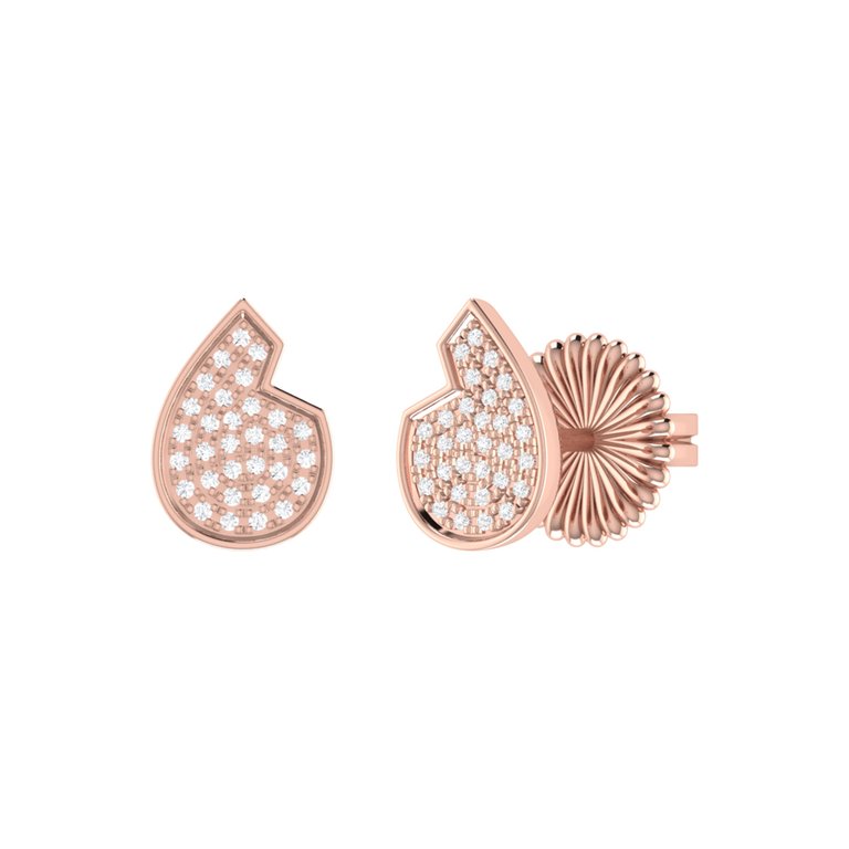 Street Cycle Open Teardrop Diamond Stud Earrings In 14K Rose Gold Vermeil On Sterling Silver - Rose Gold