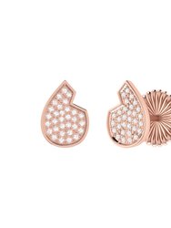 Street Cycle Open Teardrop Diamond Stud Earrings In 14K Rose Gold Vermeil On Sterling Silver - Rose Gold