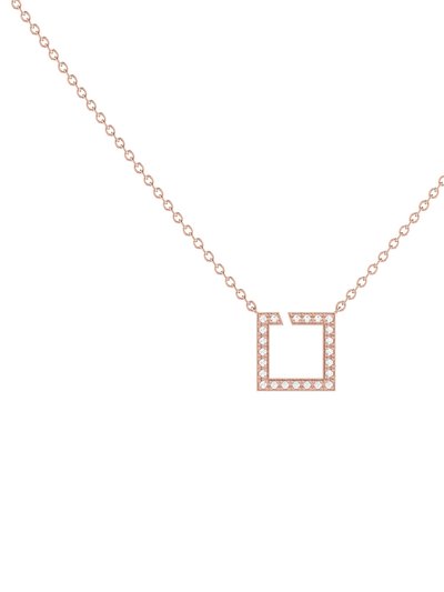 LuvMyJewelry Street Light Diamond Square Necklace In 14K Rose Gold Vermeil On Sterling Silver product