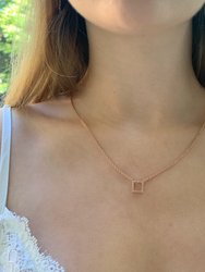 Street Light Diamond Square Necklace In 14K Rose Gold Vermeil On Sterling Silver