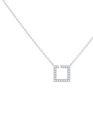 Street Light Diamond Square Necklace in Sterling Silver - Silver