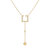 Street Light Open Square Bolo Adjustable Diamond Lariat Necklace in 14K Yellow Gold Vermeil on Sterling Silver - Gold