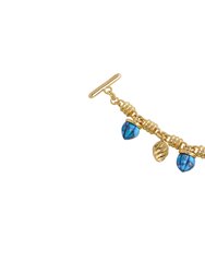 Sunshine Twist Turquoise Charms Bracelet In 14K Yellow Gold Plated Sterling Silver