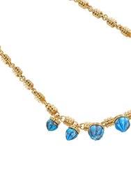 Sunshine Twist Turquoise Studded Necklace In 14K Yellow Gold Plated Sterling Silver