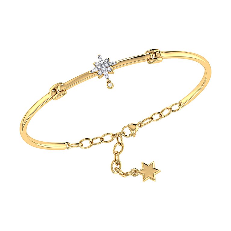 Supernova Bezel Drop Diamond Bangle In 14K Yellow Gold Vermeil On Sterling Silver - Yellow Gold