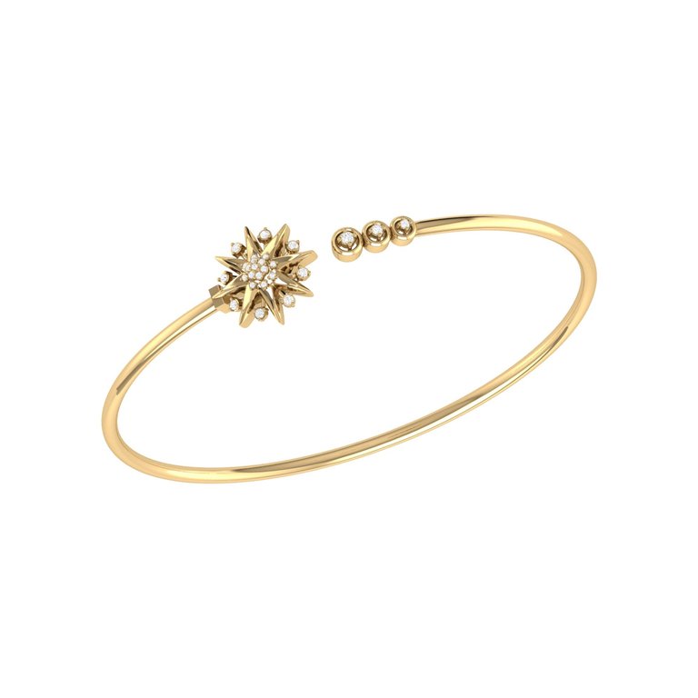 Supernova Star Adjustable Diamond Cuff in 14K Yellow Gold Vermeil on Sterling Silver - Gold