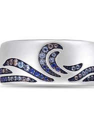 Surf's Up Sterling Silver Blue Sapphire & Topaz Band Ring - Silver