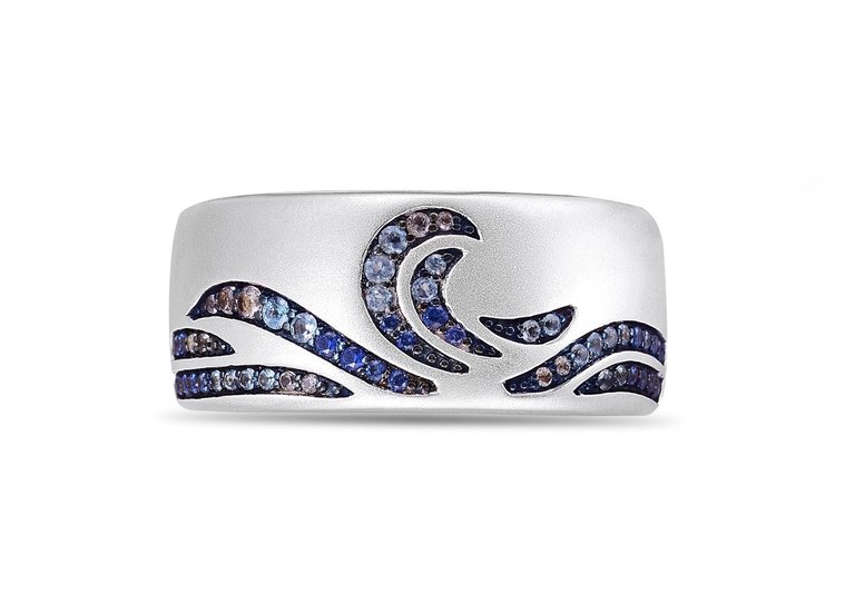 Surf's Up Sterling Silver Blue Sapphire & Topaz Band Ring - Silver