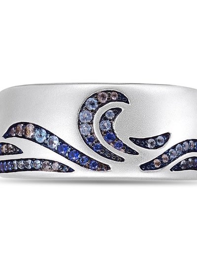 LuvMyJewelry Surf's Up Sterling Silver Blue Sapphire & Topaz Band Ring product