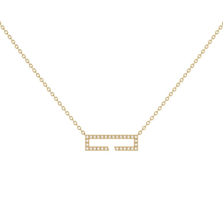 Swing Rectangle Diamond Necklace In 14K Yellow Gold Vermeil On Sterling Silver - Yellow Gold