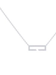 Swing Rectangle Diamond Necklace In Sterling Silver - Silver