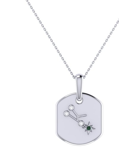 LuvMyJewelry Taurus Bull Emerald & Diamond Constellation Tag Pendant Necklace in Sterling Silver product