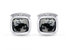 Tree Agate Stone Cufflinks in Black Rhodium Plated Sterling Silver - Silver