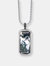 Tree Agate Stone Tag in Black Rhodium Plated Sterling Silver - Silver