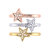 Tri-Color Dazzling Star Detachable Diamond Ring In 14K Gold & Rose Gold Vermeil On Sterling Silver