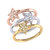 Tri-Color Dazzling Star Detachable Diamond Ring In 14K Gold & Rose Gold Vermeil On Sterling Silver - Multi