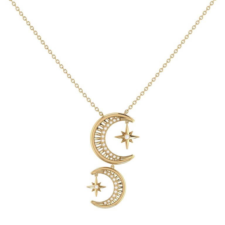 Twin Nights Crescent Diamond Necklace In 14K Yellow Gold Vermeil On Sterling Silver - Yellow Gold