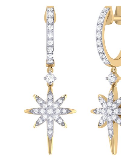 LuvMyJewelry Twinkle Star Diamond Hoop Earrings in 14K Yellow Gold Vermeil on Sterling Silver product