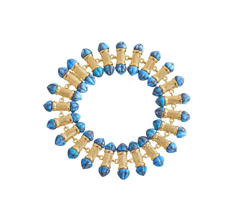 Twisted Rays Turquoise Bracelet In 14K Yellow Gold Plated Sterling Silver - Yellow Gold