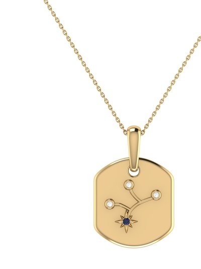 LuvMyJewelry Virgo Maiden Blue Sapphire & Diamond Constellation Tag Pendant Necklace In 14K Yellow Gold Vermeil On Sterling Silver product