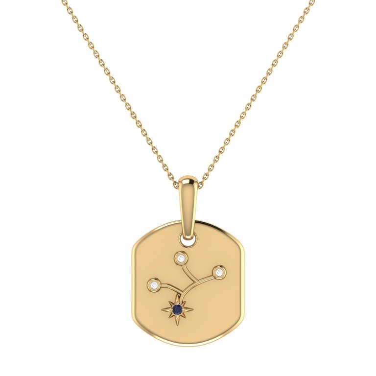 Virgo Maiden Blue Sapphire & Diamond Constellation Tag Pendant Necklace In 14K Yellow Gold Vermeil On Sterling Silver - Yellow Gold