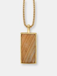 Wood Jasper Stone Tag in 14K Yellow Gold Plated Sterling Silver - Gold