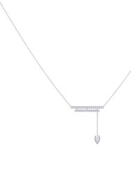 Wrecking Ball Double Bar Bolo Adjustable Diamond Lariat Necklace In Sterling Silver