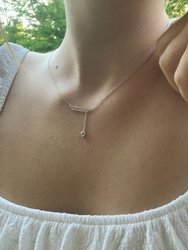 Wrecking Ball Double Bar Bolo Adjustable Diamond Lariat Necklace In Sterling Silver