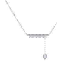 Wrecking Ball Double Bar Bolo Adjustable Diamond Lariat Necklace In Sterling Silver - Silver