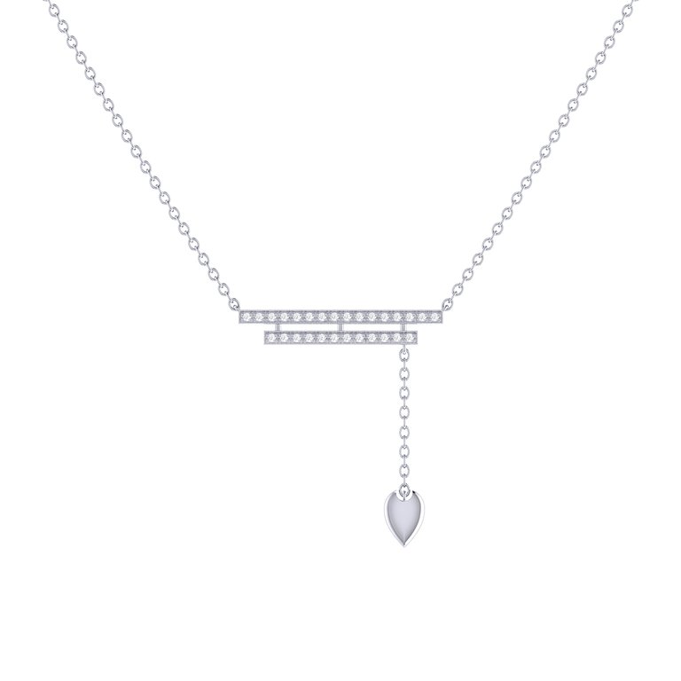 Wrecking Ball Double Bar Bolo Adjustable Diamond Lariat Necklace In Sterling Silver - Silver