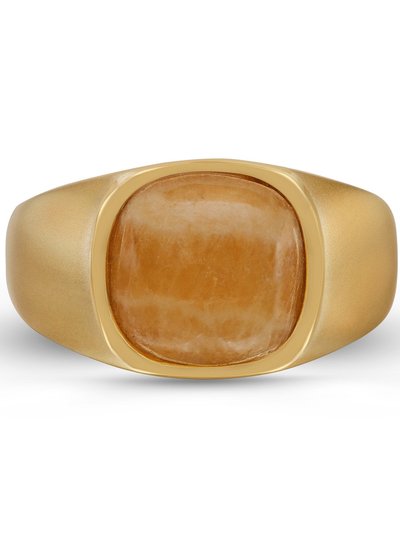 LuvMyJewelry Yellow Lace Agate Stone Signet Ring in 14K Yellow Gold Plated Sterling Silver product