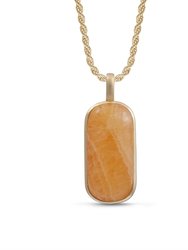 Yellow Lace Agate Tag in 14K Yellow Gold Plated Sterling Silver - Gold