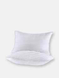 2 Pack Cotton Stripe Plush Bed Pillows