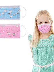 50 Pack Kids Disposable Face Masks - 3 PLY, Breathable & Comfortable