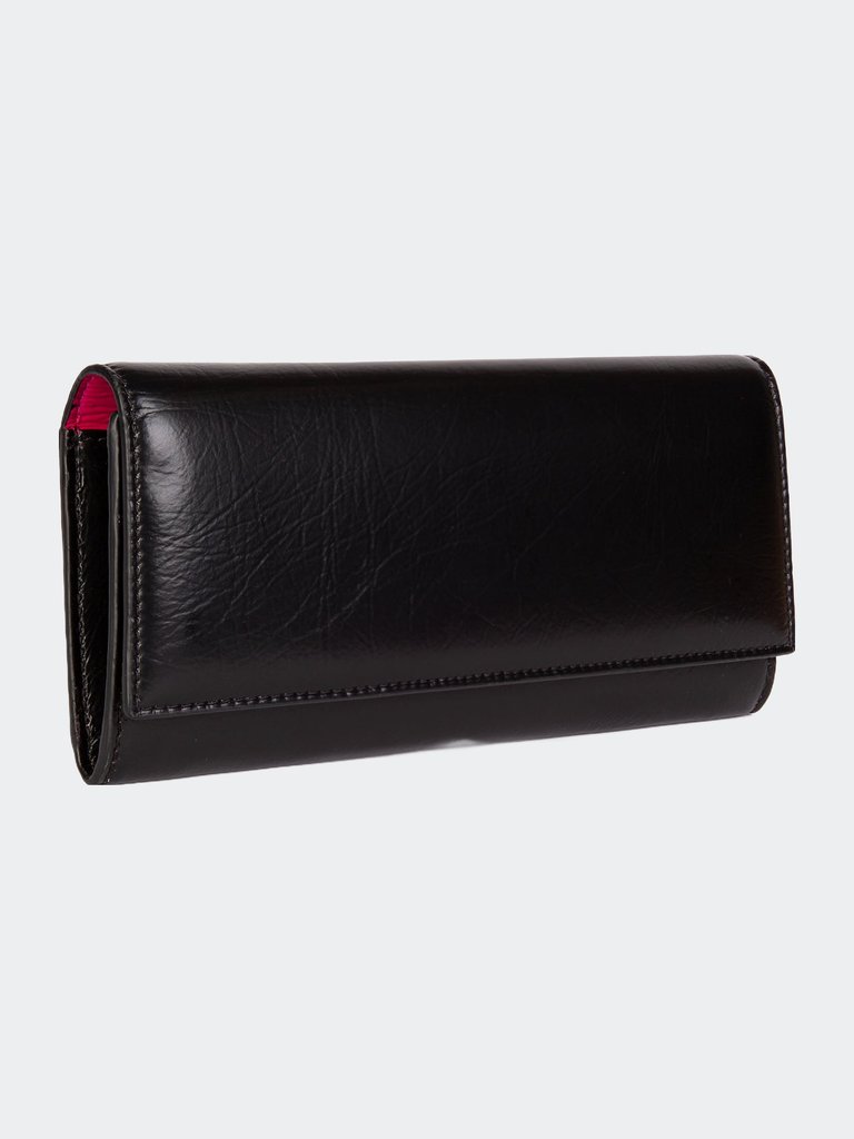 Black & Fuchsia Continental Wallet