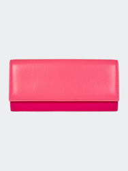 Pink Tricolour Continental Wallet - Pink