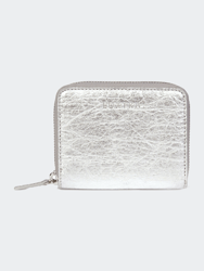 Silver Piñatex Small Zip Wallet | The Margrethe - Silver