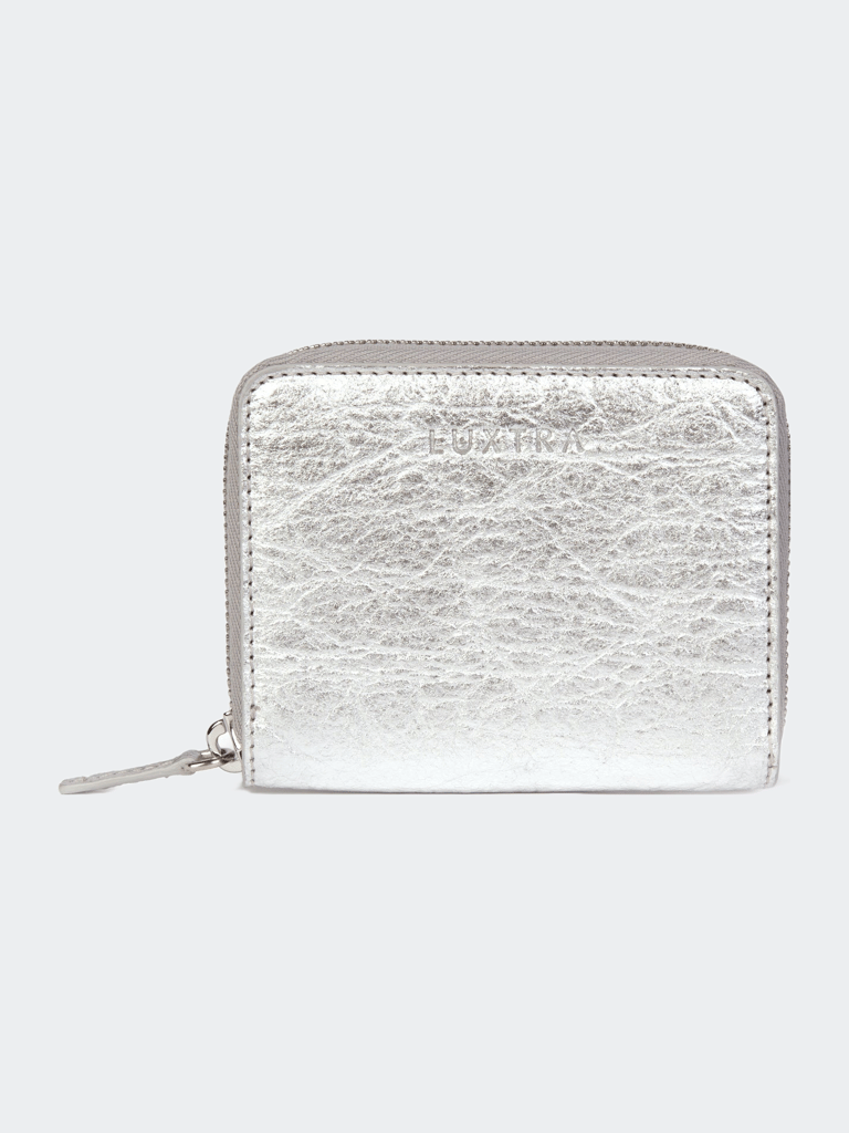 Silver Piñatex Small Zip Wallet | The Margrethe - Silver