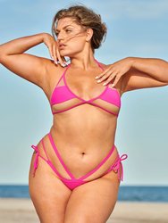 Ella Mesh Pink Brazilian Bikini Top - Pink