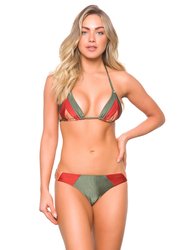 Tricolore Bikini Bottom - Olive, Rose Gold Saffron Shimmer