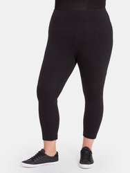 Black Flattering Cotton Crop Legging (Plus Size)